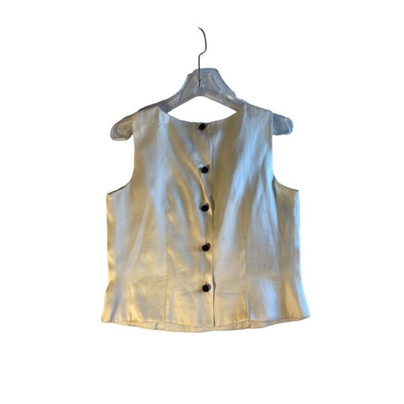 Vintage women’s 100% silk short sleeve embroidered button back floral top size 8 - Picture 3 of 5